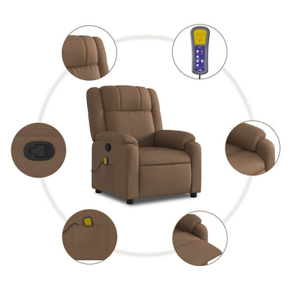 Relaxstoel – Fauteuil – Lounge Stoel – TV Stoel – Zithoekstoel – Handmatig Verstelbaar Bruin – Stevig Houten & Metalen Frame – Comfortabele Dikke Padding