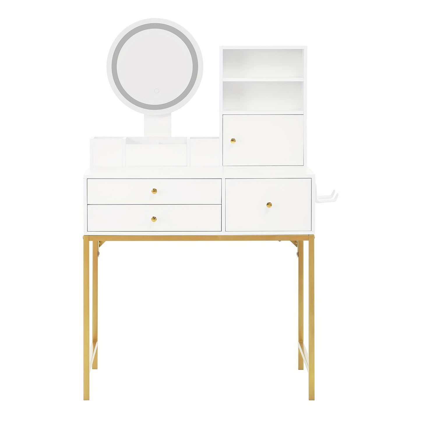 Large Freestanding Dressing Table with Mirror, 3-Drawer Storage & Door Cabinet - Vanity Desk Suitable for, Assembly, Space-Saving, Non-Wood Material (Tabletop Storage, Compact for Small Spaces)