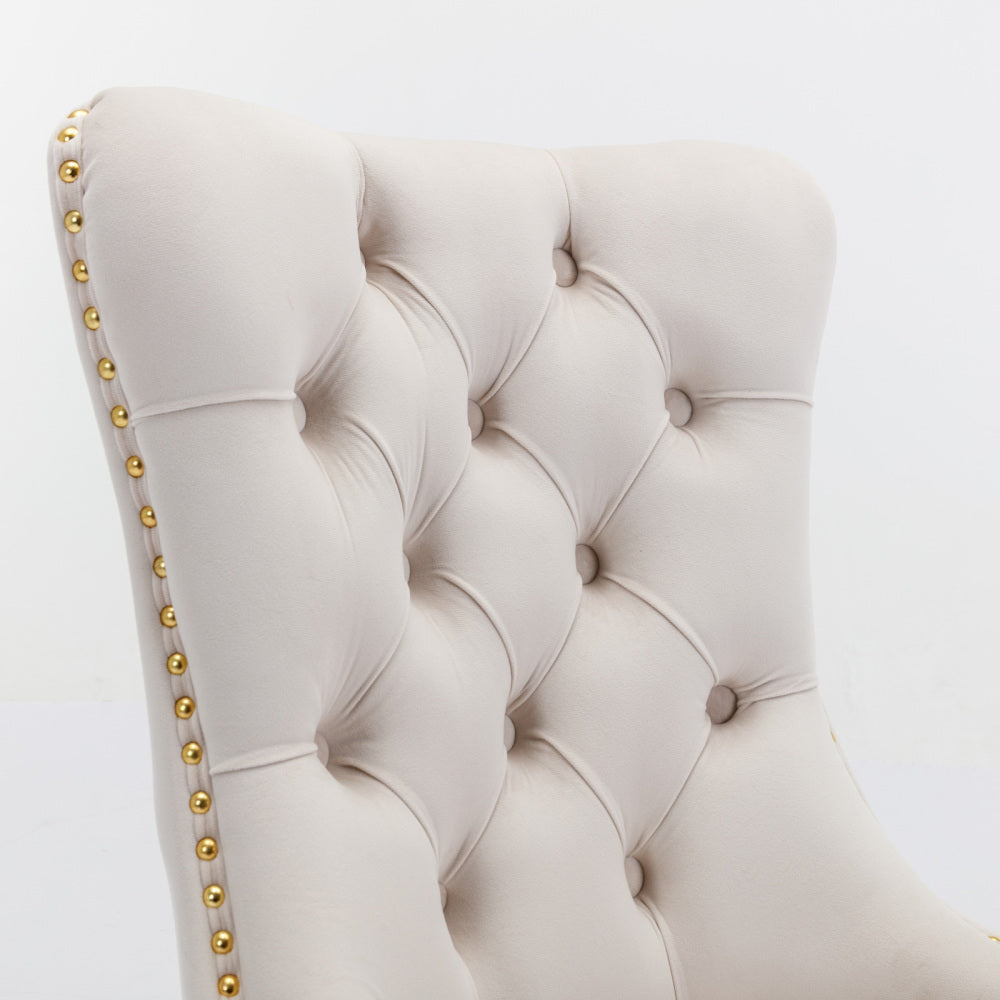 Eetkamerstoel Set 2 – Moderne Stoelen – Quilted Stoel – Velvet Bekleed – Luxe Zithoek – Goudkleurige Metalen Poten – Comfortabel Zitcomfort