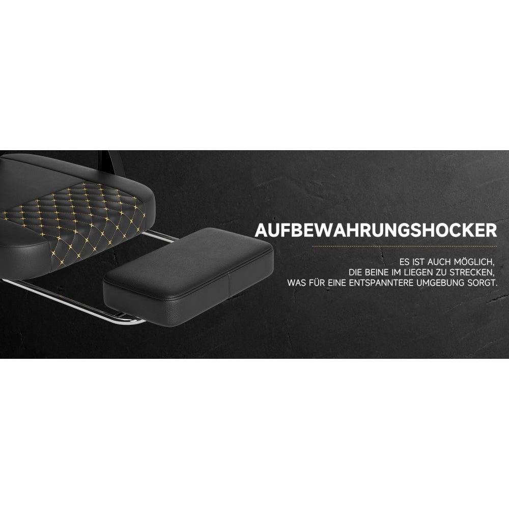 Gamingstoel – Bureaustoel – Gamestoel – Computerstoel – Werkstoel – Echt Leren Bekleding – Verstelbare Rugleuning & Voetensteun – Max. 150 kg Draagkracht