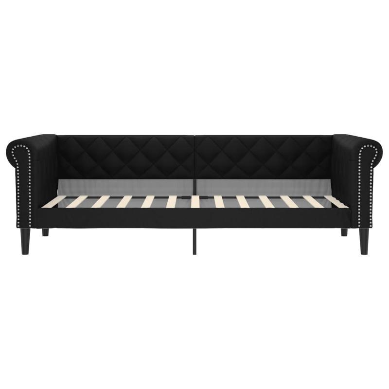 Daybed – Slaapbank – Sofa Bed – Ligbed – Bank – Mat Zwart – Hardhouten Frame – 80x200 cm – Duurzaam Synthetisch Leer – Gemakkelijk Te Monteren