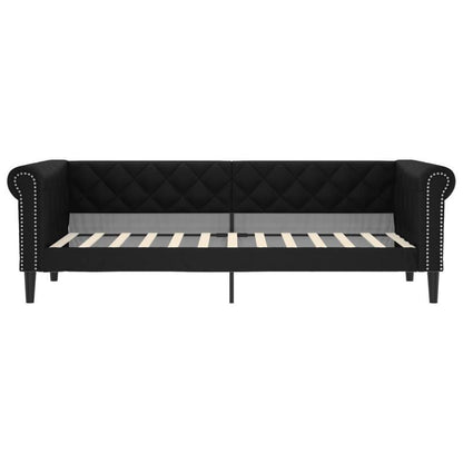 Daybed – Slaapbank – Sofa Bed – Ligbed – Bank – Mat Zwart – Hardhouten Frame – 80x200 cm – Duurzaam Synthetisch Leer – Gemakkelijk Te Monteren