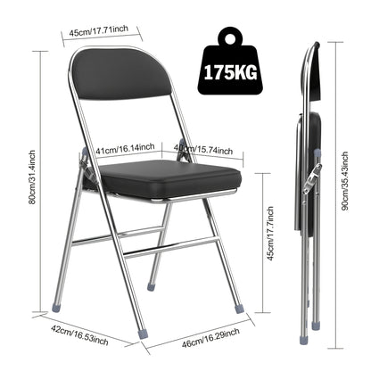 2 Dining Chairs, Space-Saving Ergonomic PU Chairs With Chrome Legs - Ideal For Offices, Conference Rooms & Training Centers [Durable & Modern Design]