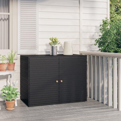 Tuinkast – Bergkast – Opbergkast – Tuinbox – Buitenmeubel – Zwart – Poly Rattan – 100 x 55,5 x 80 cm – Weerbestendig