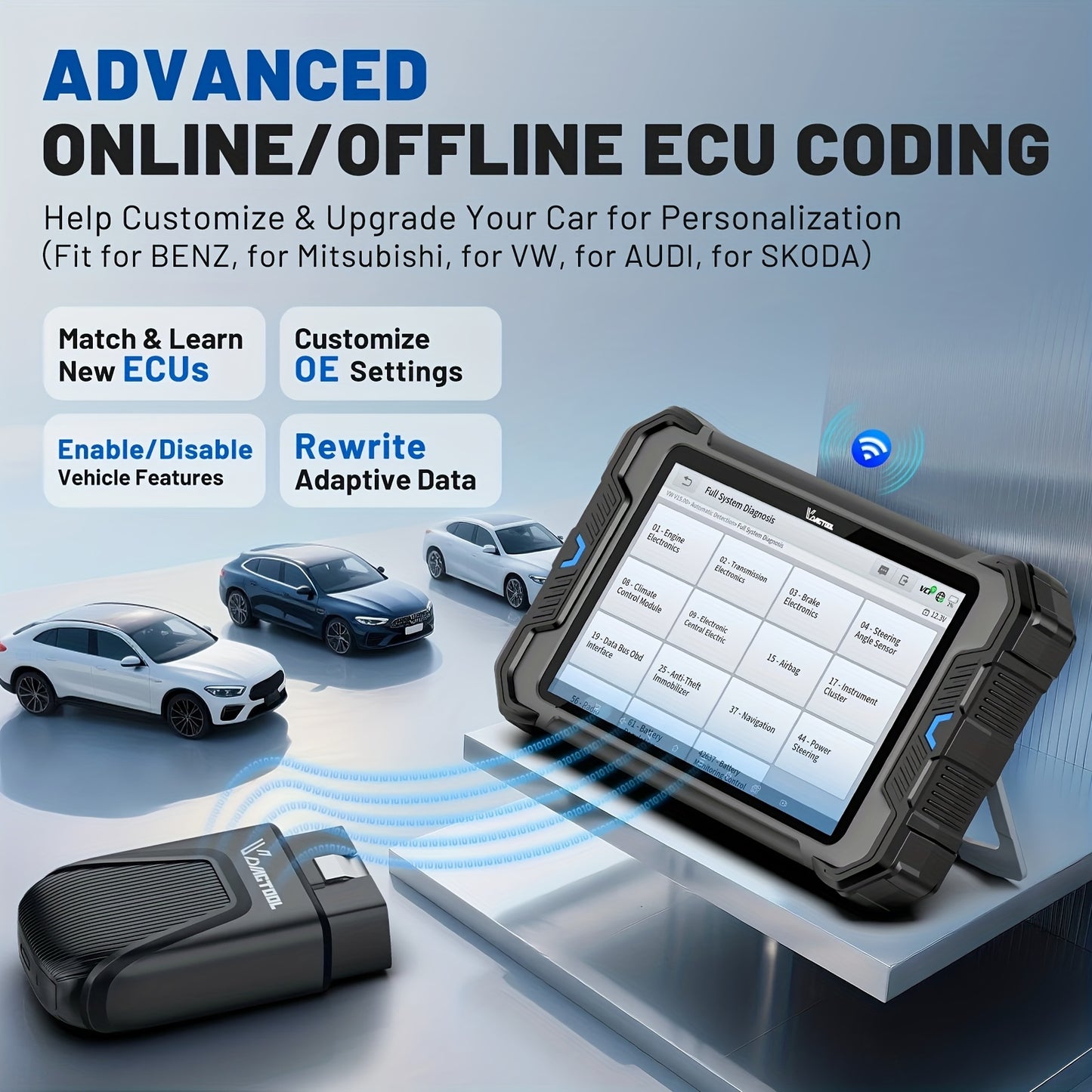 Autodiagnosetool – Foutcode Scanner – OBD2 Diagnosetester – ECU Programmer – Auto Diagnose Interface – Wifi Draadloos – 38+ Onderhoudsfuncties – 8-inch Touchscreen