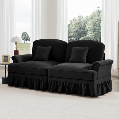 2-zitsbank – Tweezits Sofa – Zitbank – Bankstel – Tweepersoonsbank – Chenille Bekleding – Brede Gevloerde Armleuningen – Verwijderbare Bies – Compact Ruimtebesparend Design – Duurzaam Comfortabele Zitplaats