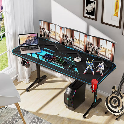 Gaming Bureau – Game Tafel – PC Bureau – Computertafel – Gamer Desk – Ergonomisch Ontwerp – Carbon Fiber Muismat 160 x 75 x 75 cm