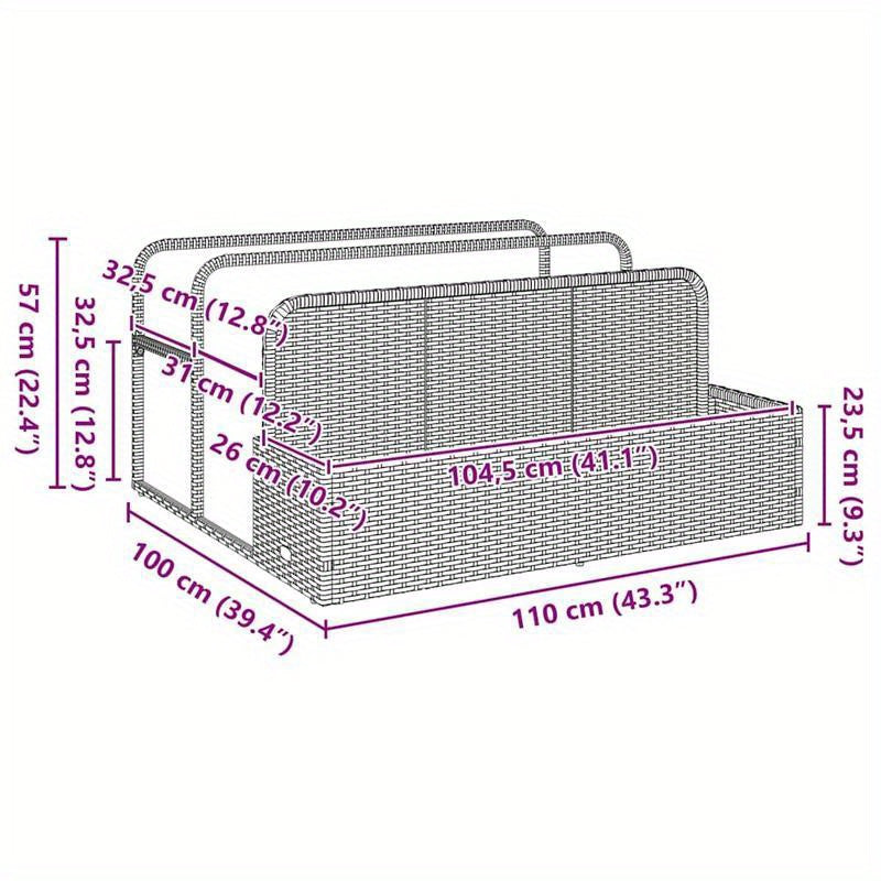 Beige Poly Rattan Pool Storage Container, 110x100x57cm, Patio Organizer, Garden Container, Woven Texture, Stylish Container, Lightweight Storage, Durable Rattan, Decorative Organizer, Wicker Bin, Pool Owners, Patio Lovers, Bo