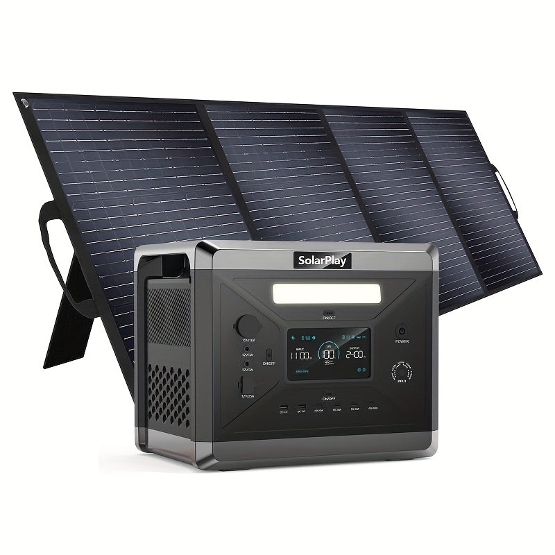 Oplaadstation – Power Station – Draagbare Batterij – Noodstroomvoorziening – Solar Generator – 2400W Hoog Vermogen – 400W Zonnepaneel Inclusief