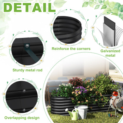 Hoogtebed Tuin – Verhoogde Bak – Plantenbak – Kruidenbak – Groentebed – Gegalvaniseerd Staal – 180x90x60 cm Ovaal – Duurzaam & Roestvrij