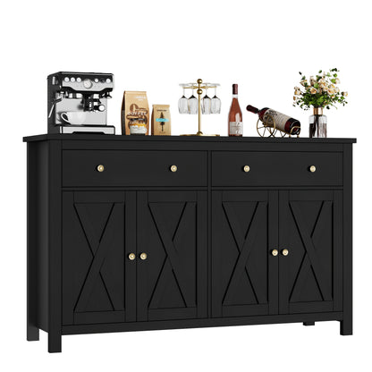 Dressoir – Buffetkast – Opbergkast – Keukenkast – Sideboard – Hout – Verstelbare Planken – 68 cm Hoog - Zwart