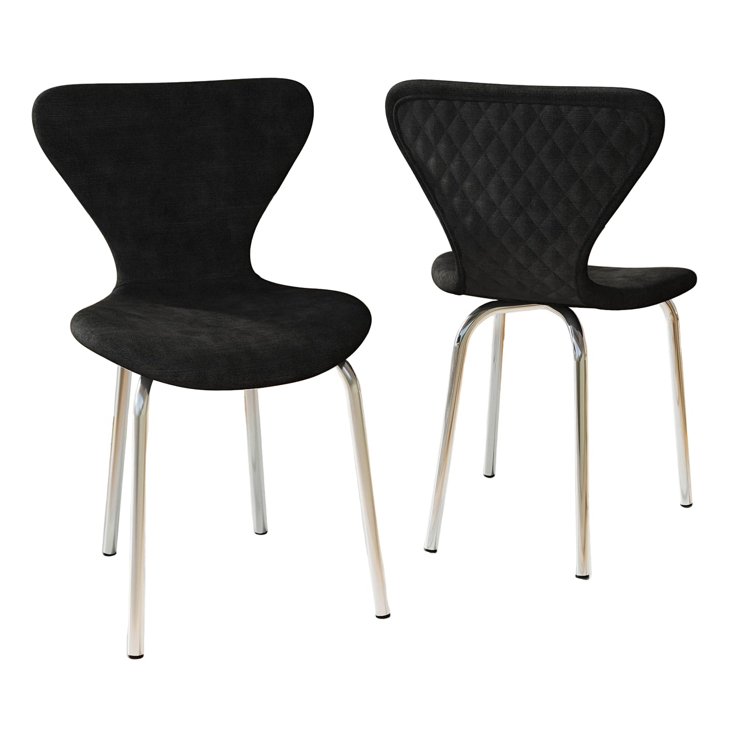 Eetkamerstoelen – Stoelen – Stoel – Zithoekstoelen – Eettafelstoelen – Set van 2 Zwart – Fluwelen Bekleding – Ergonomisch Met Metalen Frame – Zithoogte 40 cm