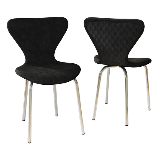 Eetkamerstoelen – Stoelen – Stoel – Zithoekstoelen – Eettafelstoelen – Set van 2 Zwart – Fluwelen Bekleding – Ergonomisch Met Metalen Frame – Zithoogte 40 cm