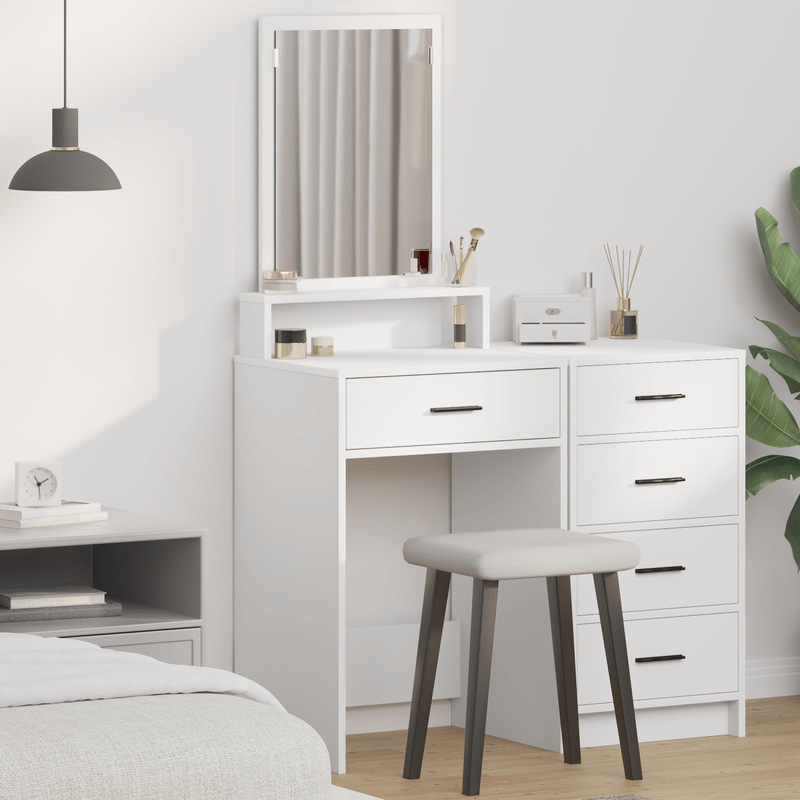 Dames Kaptafel – Make-up Tafel – Schminktafel – Dressing Table – Vanity Desk – Massief Hout – Ruime Opbergladen – Wit
