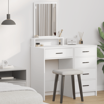 Dames Kaptafel – Make-up Tafel – Schminktafel – Dressing Table – Vanity Desk – Massief Hout – Ruime Opbergladen – Wit
