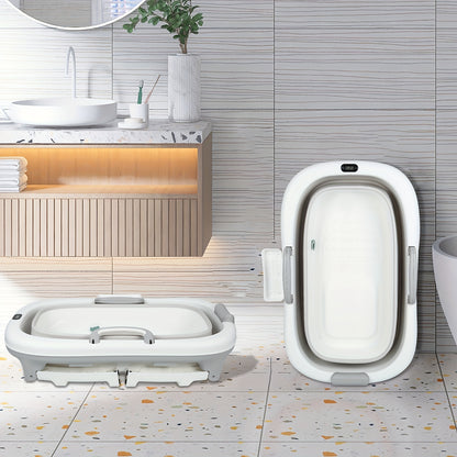 Opvouwbaar Bad – Draagbaar Bad – Inklapbaar Ligbad – Zitbad – Vrijstaand Bad – Ergonomisch Ontwerp – 2 Handvatten – 99x62x52,9 cm – Duurzaam PP Materiaal – Grijs