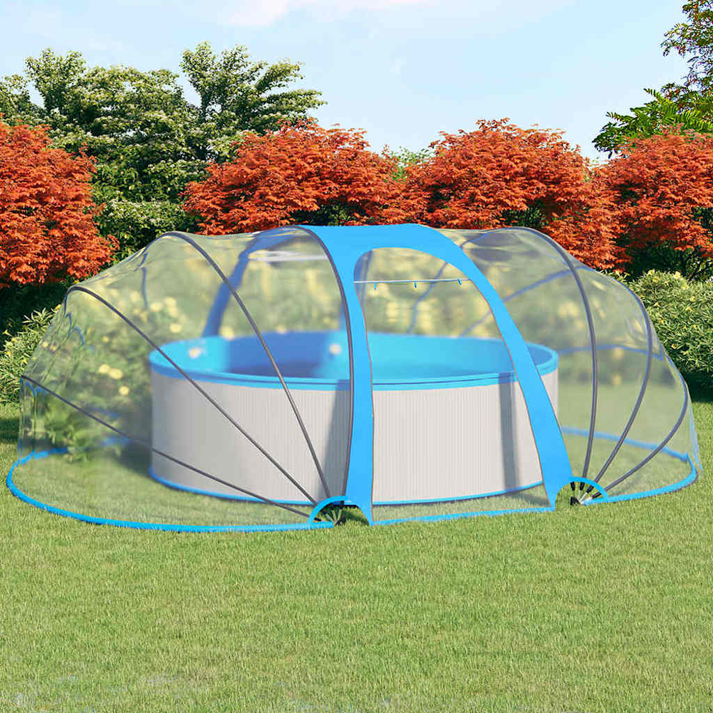 Zwembadoverkapping – Zwembadafdekking – Poolkoepel – Overkapping Zwembad – Zwembad Tent – 530 x 410 x 210 cm – Transparant UPF30 PVC – Oprolbare Zijdeuren