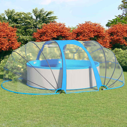 Zwembadoverkapping – Zwembadafdekking – Poolkoepel – Overkapping Zwembad – Zwembad Tent – 530 x 410 x 210 cm – Transparant UPF30 PVC – Oprolbare Zijdeuren