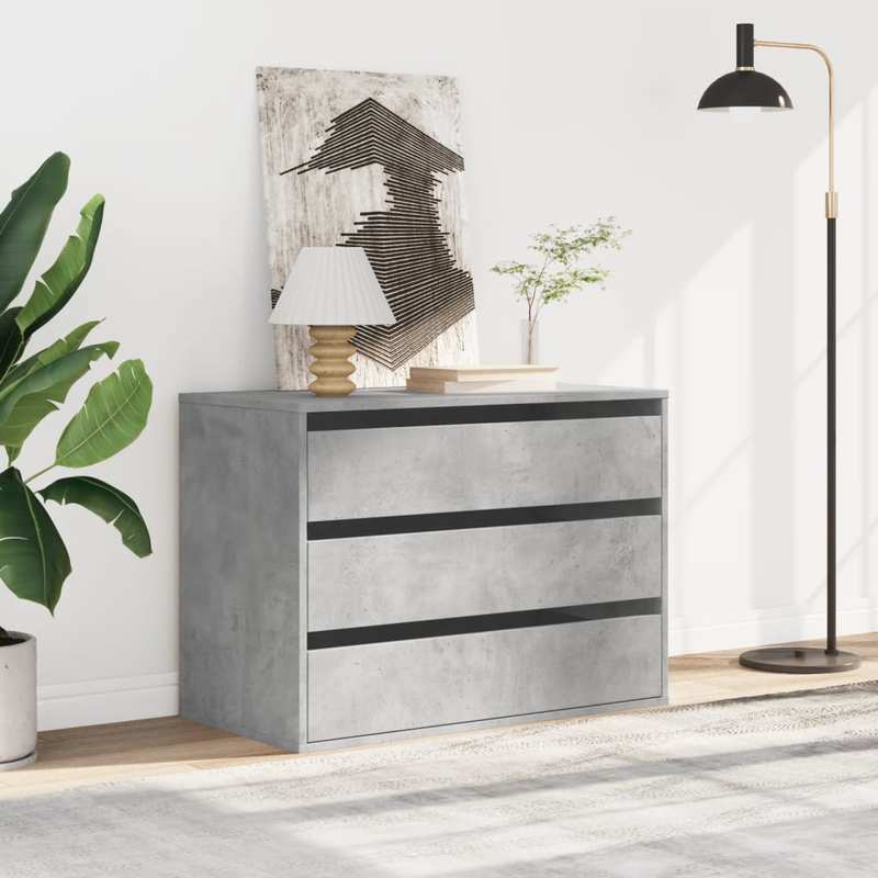 Opbergkast Beton Grijs – Bergkast – Ladekast – Vitrinekast – Opslagmeubel – Houten Constructie – 80x41x58 cm – Vergrendelbare Lades – Vloerstaander