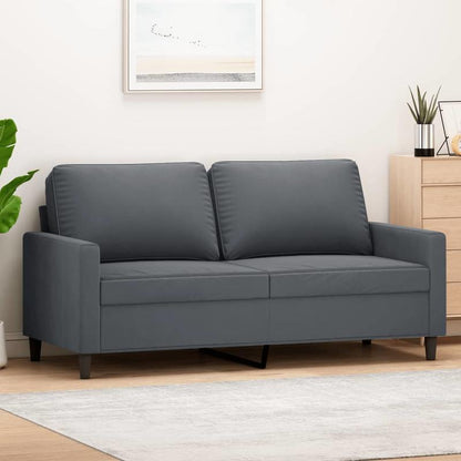 Bankstel – 2-Zitsbank – Slaapbank – Hoekbank – Zetel – Donkergrijs Velours – Compact 140 cm – Hardhouten Frame