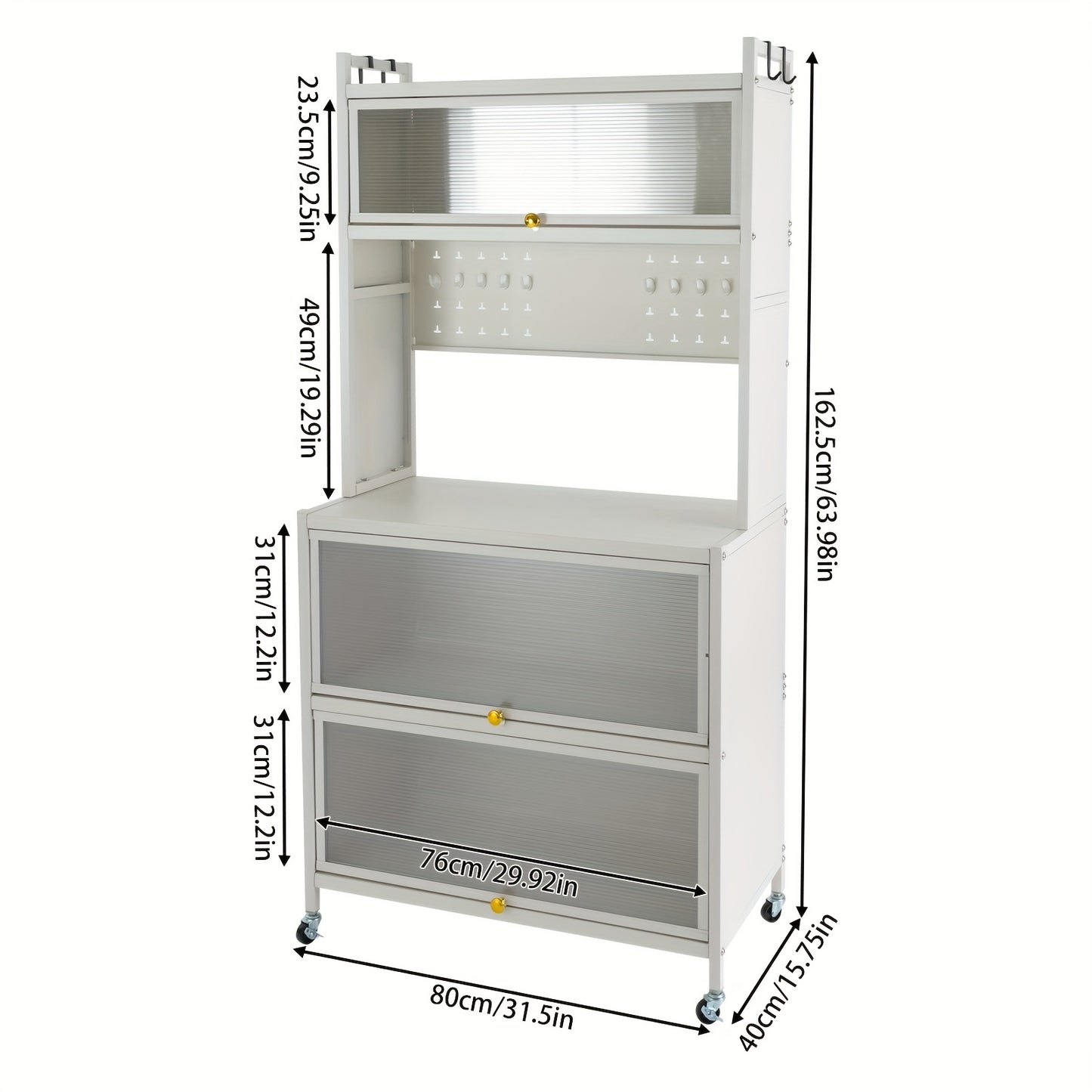 Keukenrek – Keukenkast – Keuken Organiser – Staand Rek – Opbergrek – 5 Laags – Roestvrij Staal – Wieltjes Met Rem