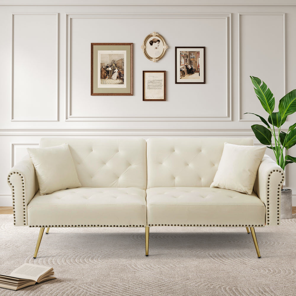 This Modern Velvet Two-Person Sofa Bed Comes with a Backrest That Can Be Adjusted to Three Different Positions. Its Chic Design Not Only Provides Sleeping Options But Also Maximizes Space And Supports a Strong Weight Limit, M