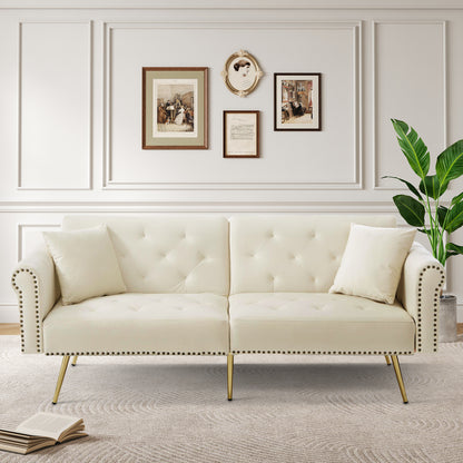 This Modern Velvet Two-Person Sofa Bed Comes with a Backrest That Can Be Adjusted to Three Different Positions. Its Chic Design Not Only Provides Sleeping Options But Also Maximizes Space And Supports a Strong Weight Limit, M