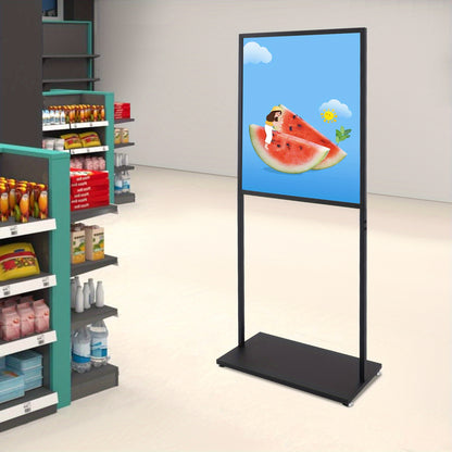 Posterstandaard – Posterhouder – Reclamebord – Displaystandaard – Presentatiestandaard – Zwart – Metalen Frame – Verstelbare Vloerplaten – Draagvermogen 13,6 kg