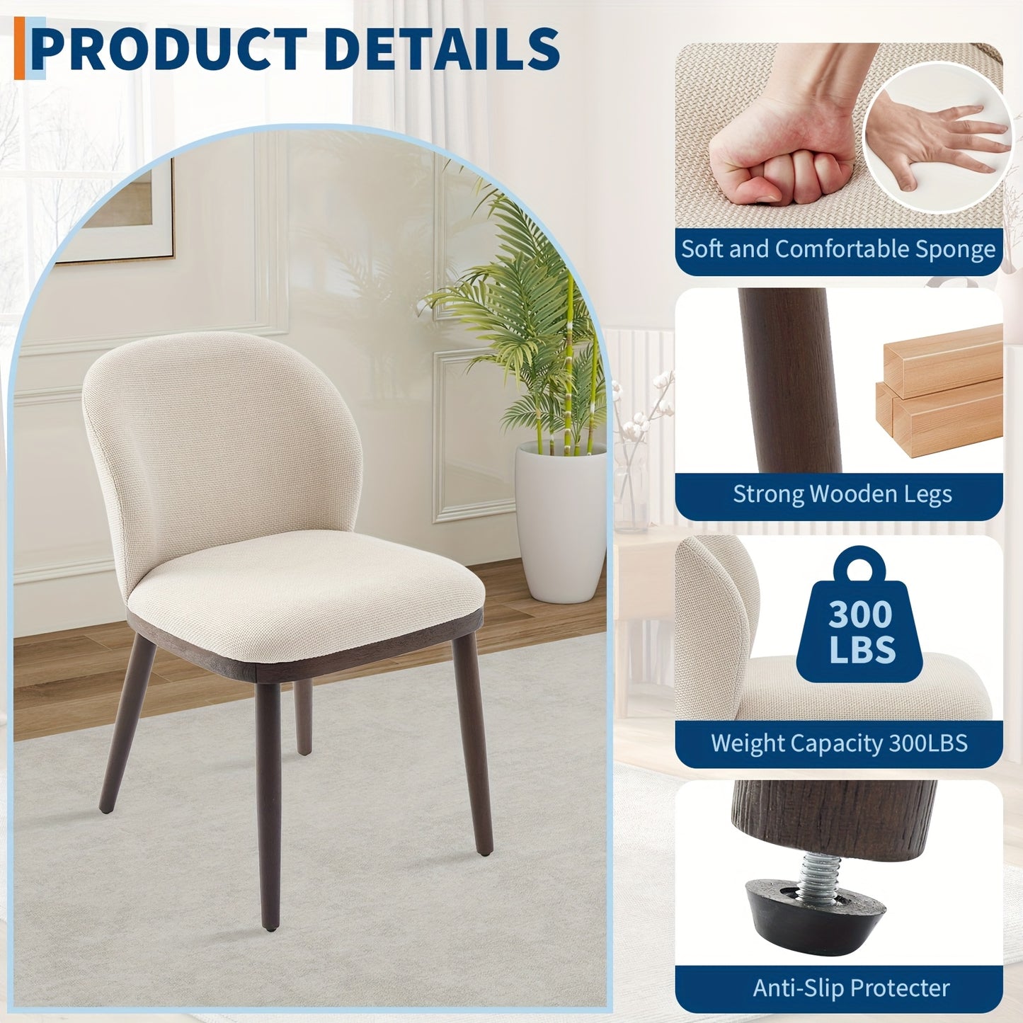 Eetkamerstoelen – Stoelen – Kuipstoelen – Keukenstoelen – Set Van 2 – Ergonomische Rugleuning – Massief Houten Poten