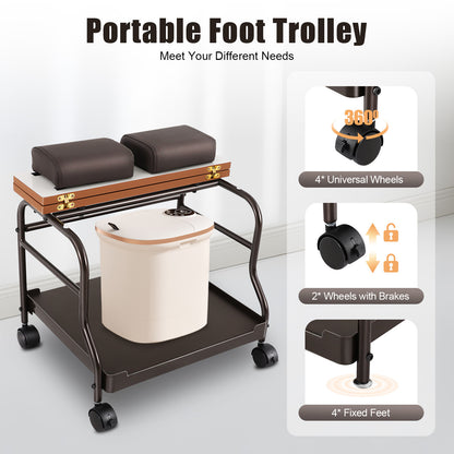 Mobile Foot Care Cart Featuring Swivel Wheels, Capable of Supporting Up to 18.01 KG, Ideal for Hair Salons, Clinics, Or Home Bathrooms.