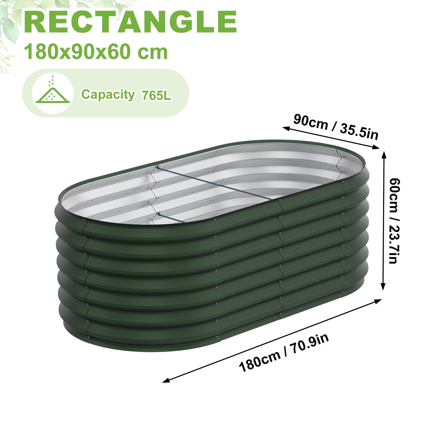 Hoogtebed Tuin – Verhoogde Bak – Plantenbak – Kruidenbak – Groentebed – Gegalvaniseerd Staal – 180x90x60 cm Ovaal – Duurzaam & Roestvrij