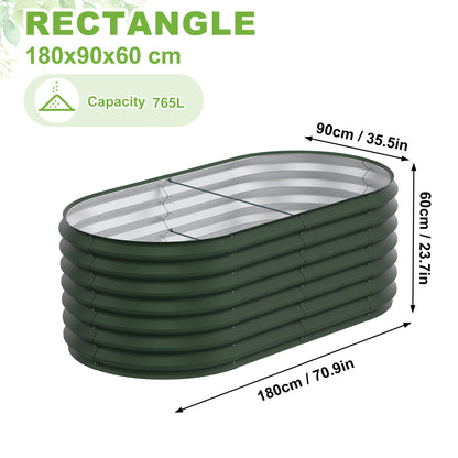 Hoogtebed Tuin – Verhoogde Bak – Plantenbak – Kruidenbak – Groentebed – Gegalvaniseerd Staal – 180x90x60 cm Ovaal – Duurzaam & Roestvrij
