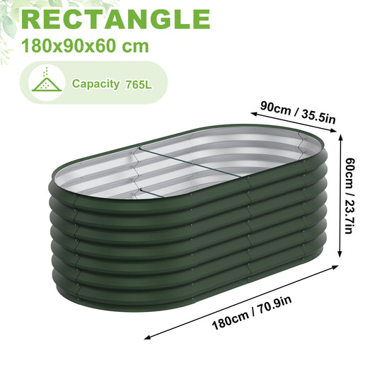 Hoogtebed Tuin – Verhoogde Bak – Plantenbak – Kruidenbak – Groentebed – Gegalvaniseerd Staal – 180x90x60 cm Ovaal – Duurzaam & Roestvrij