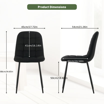 Eetkamerstoel – Stoel – Dining Chair – Zithoekstoel – Velours Stoel Groen – Set Van 4 – Hoge Rugleuning – Stabiele Metalen Poot