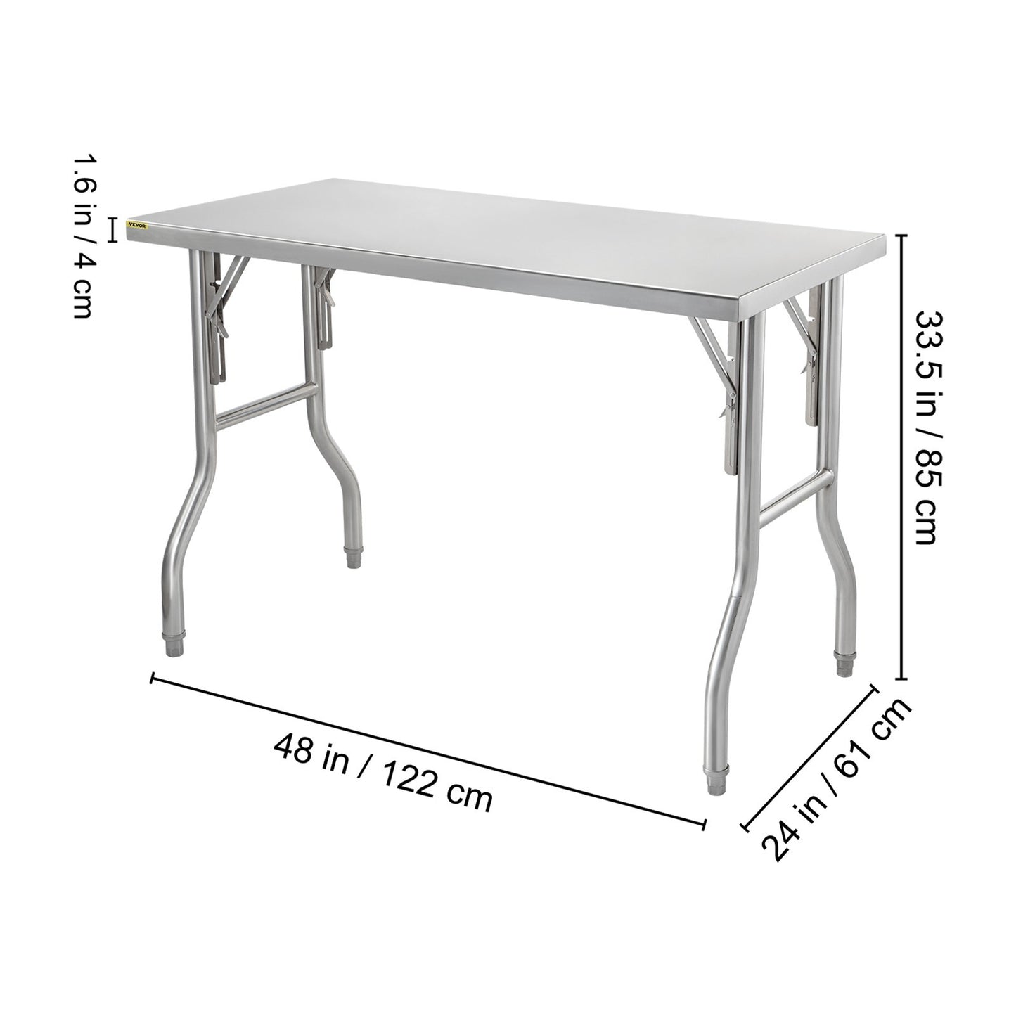 Werktafel – RVS Werkbank – RVS Tafel – Keukentafel – Werkbank Inklapbaar – Roestvrij Staal 201 – 122x61 cm – Draagvermogen 100 kg