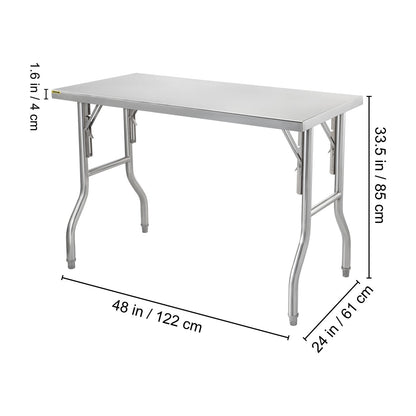 Werktafel – RVS Werkbank – RVS Tafel – Keukentafel – Werkbank Inklapbaar – Roestvrij Staal 201 – 122x61 cm – Draagvermogen 100 kg