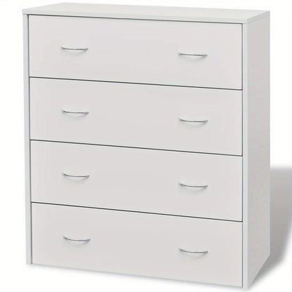 Bijzettafel – Nachtkastje – Opbergkastje – Ladeblok – Kastje – 4 Lades – Ruime Opbergruimte – Weerbestendig Wit
