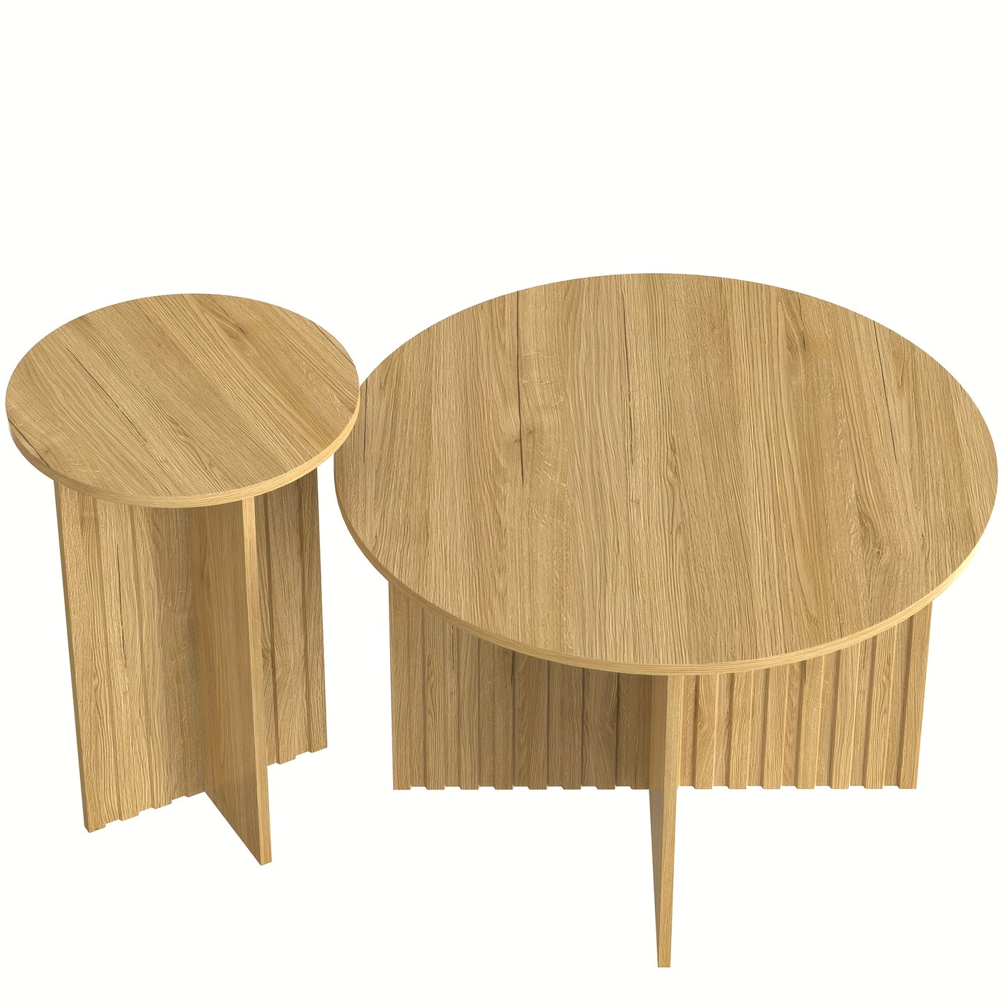 Modern Two-piece Wooden Nesting Table Set, Round Coffee Table And Scandinavian Design Coffee Table, Space Saving And Versatile, with Sturdy MDF/PB Construction, Coffee Table With Storage, Small Coffee Table, Coffee Table For