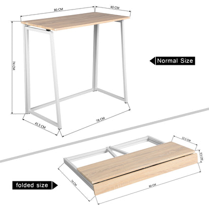 Opvouwbaar Bureau – Werkplek – Studieplek – Tafel – Schrijfplek – Scandinavisch Design – Eikenhout – Metalen Frame – Compact 41,5x80x74 cm