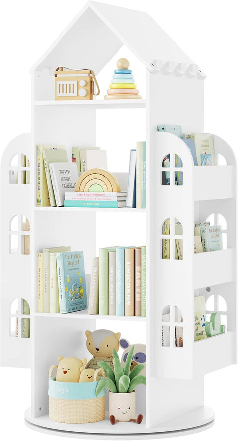 Boekenplank - Draaibare Boekenkast - Kast Woonkamer - Speelgoedkast - Kinderkast - Speelgoedopbergkast - 63 cm x 125 cm x 59 cm - Wit