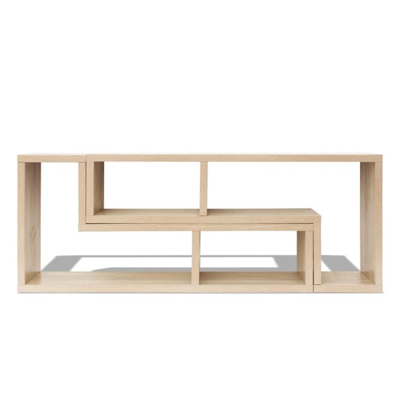 Double L-Shaped Oak TV Stand