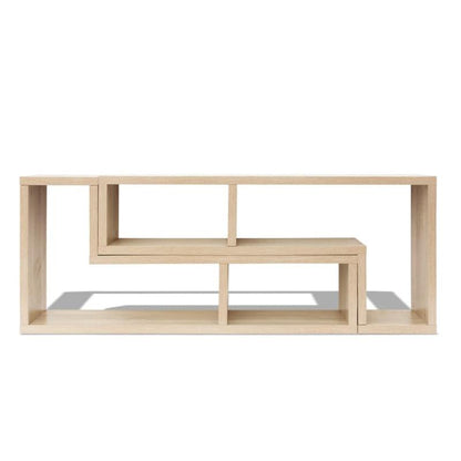 Double L-Shaped Oak TV Stand