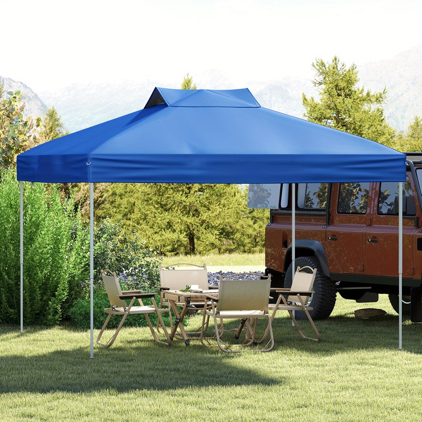 Pop-up Partytent – Pop-up Tent – Camping Tent – Privacy Tent – Beach Tent – Blauw/Grijs – UPF50+ Zonbescherming – 3 Verstelbare Hoogtes (256-274 cm)