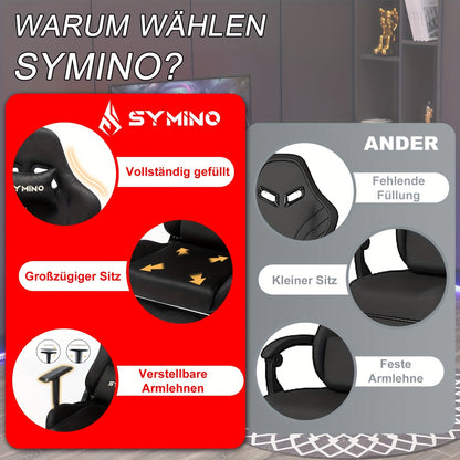 Gamingstoel – Gamestoel – Gaming Chair – Bureaustoel – Game Stoel – Ergonomisch Design – Memory Foam Zitting – Verstelbare Lumbaalsteun – 360° Draaibaar – Voetsteun – Zwart