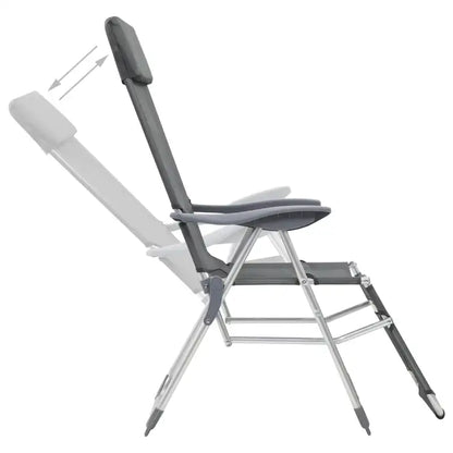 Campingstoel – Vouwstoel – Tuinstoel – Strandstoel – Buitenstoel – Grijs – Ademend UV-bestendig Materiaal – Verstelbare Rugleuning 5 standen