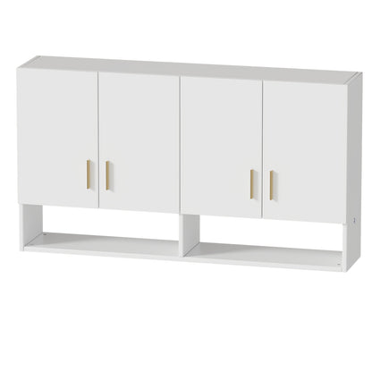 Moderne Wandkast – Keukenkast – Badkamerkast – Opbergkast – Muurkast – Wit Houtcomposiet – 3 Legplanken – Compact & Vochtbestendig