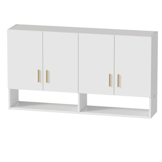 Moderne Wandkast – Keukenkast – Badkamerkast – Opbergkast – Muurkast – Wit Houtcomposiet – 3 Legplanken – Compact & Vochtbestendig
