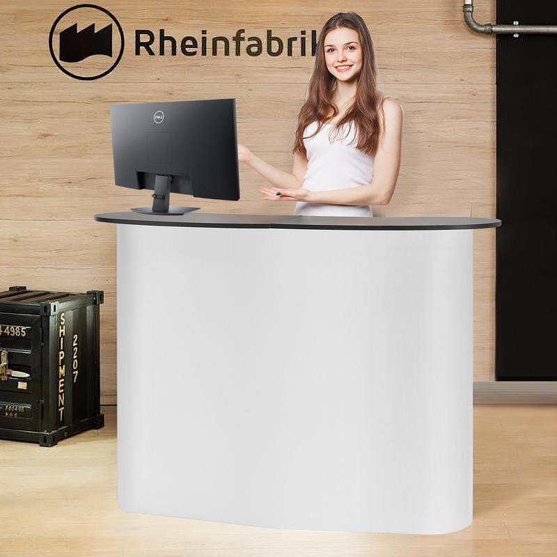 Portable Trade Show Booth/Counter - Heavy-Duty Engineered Wood Exhibition Stand with Storage Shelf, Pop-Up Podium Desk for Retail, Conferences, Markets (130x46.5x95cm, Carry Compatible)