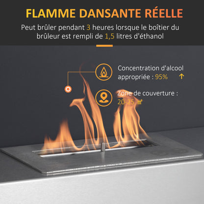 Bio-ethanolhaard – Sfeerhaard – Wandhaard – Inbouwhaard – Bio ethanol haard – Vrijstaand – Roestvrij Staal & Gehard Glas – 60x22x40 cm – Voor Ruimtes tot 25 m²