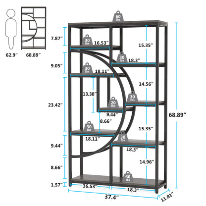Boekenkast – Open Rek – Wandkast – Roomdivider – Opbergmeubel – Industrieel Design – 9 Vakken – Robuust Metaal & Hout Bruin